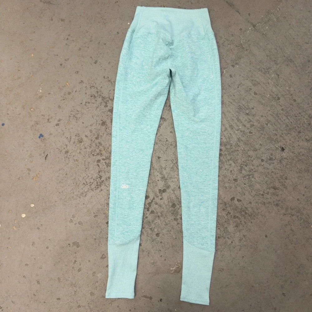 Alo Yoga High Waist Alosoft Lounge Leggings Aqua Blue Heather XXS